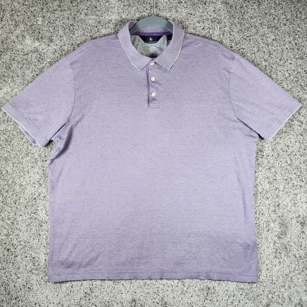 Hart Schaffner Marx Polo Mens XL Purple Heathered Cotton Short Sleeve Good